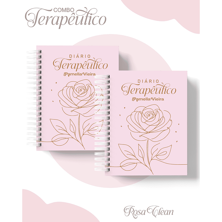Encadernação Agenda e Diário Terapêutico Rosa Clean 3