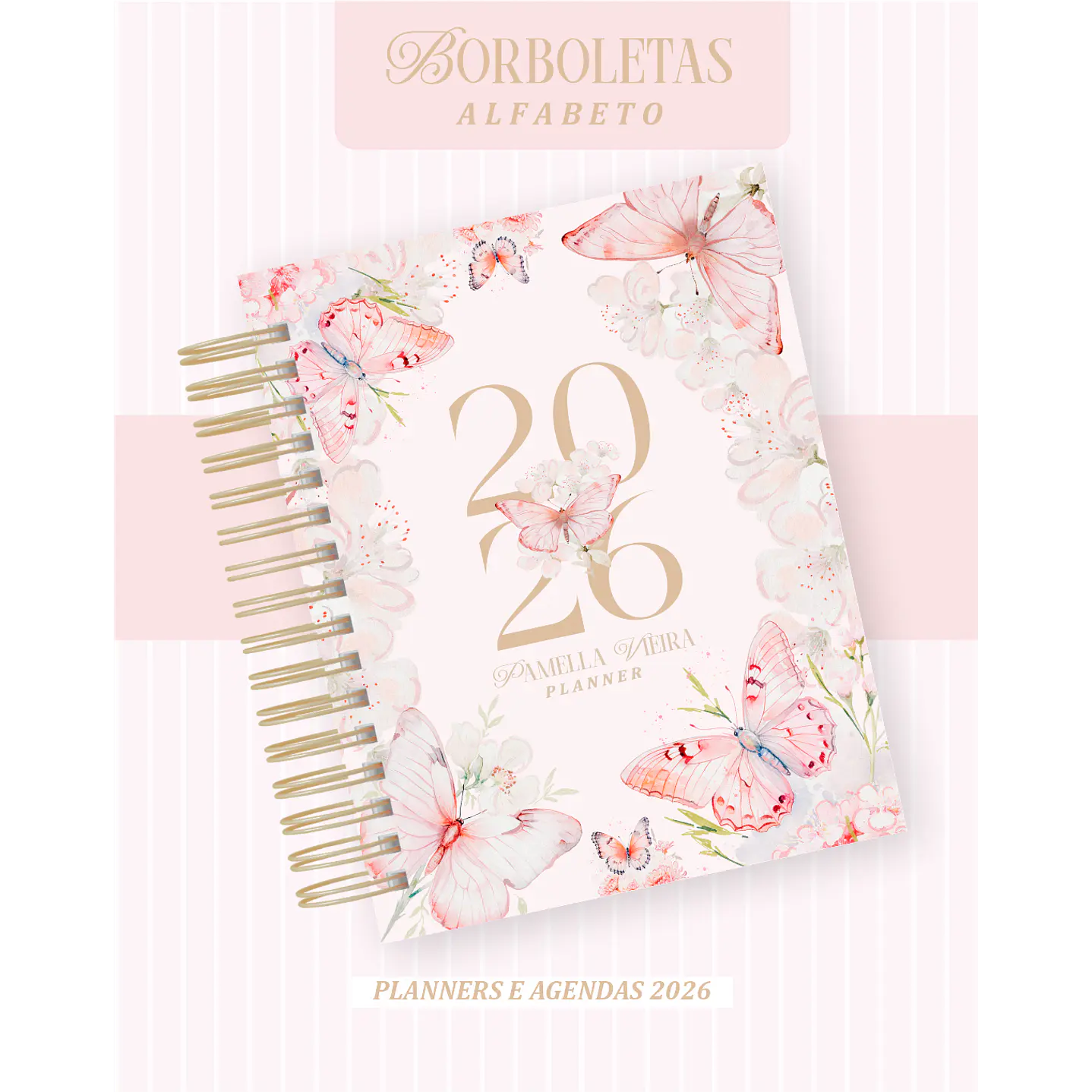 Kit Digital Planners e Agendas 2026 Borboletas Alfabeto 3