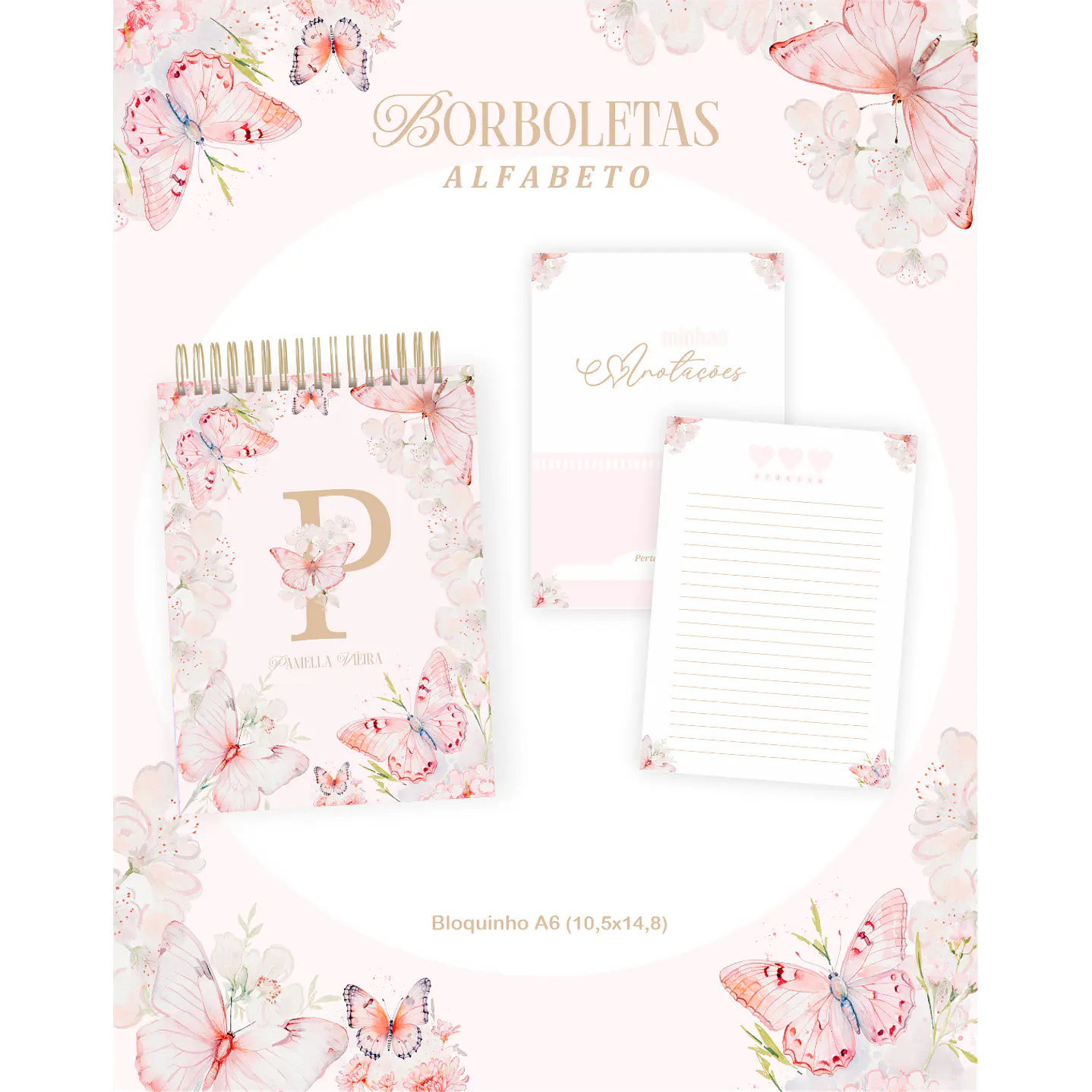 Kit Digital Planners e Agendas 2026 Borboletas Alfabeto 8