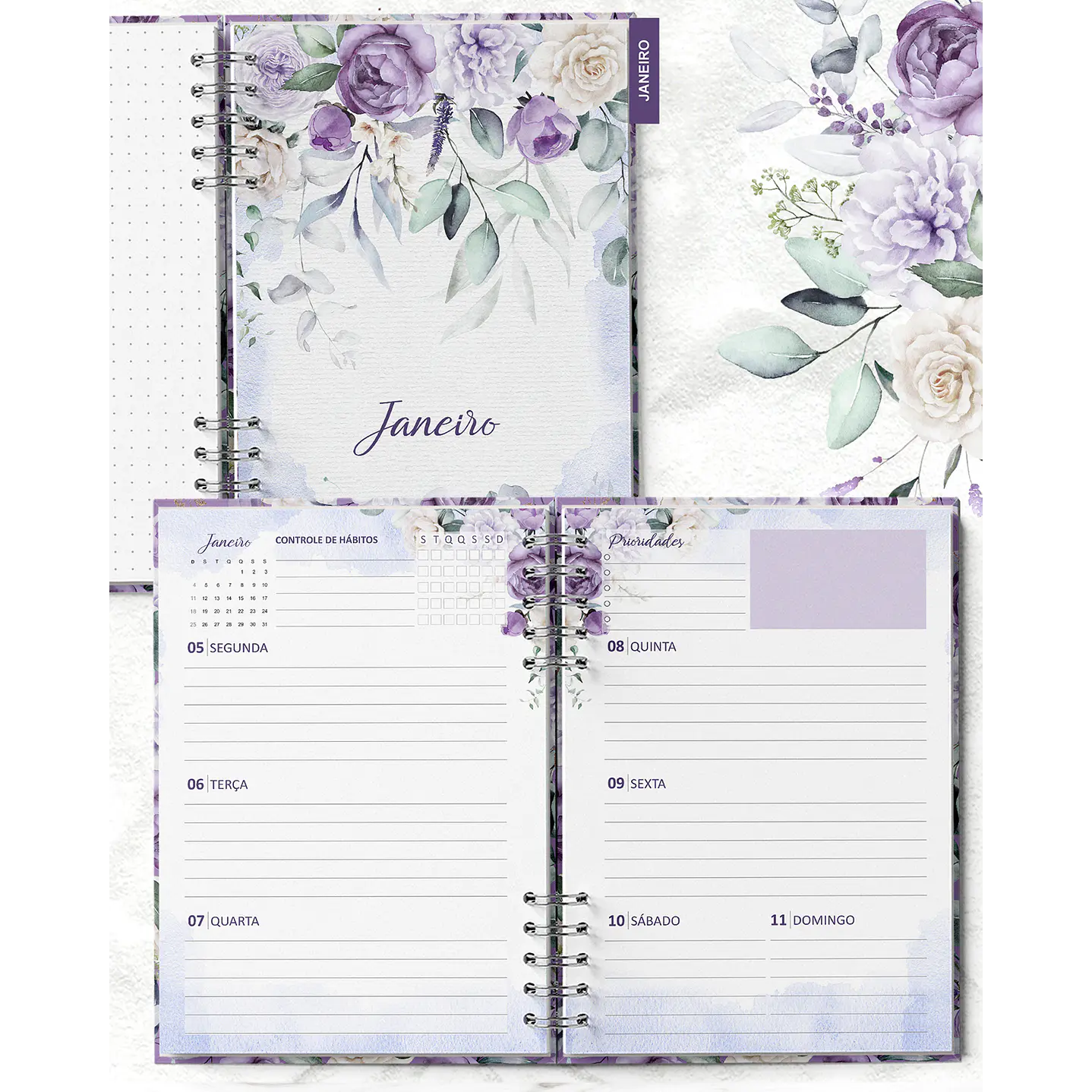 Kit Digital Planner Violeta Lilás 2026  4