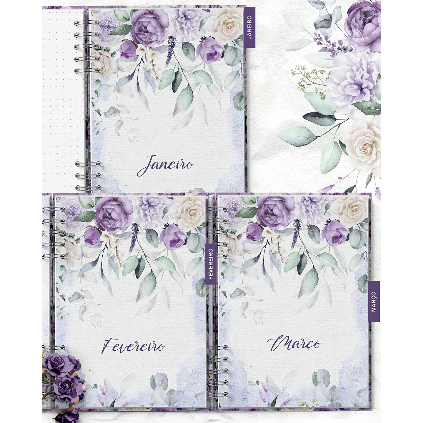 Kit Digital Planner Violeta Lilás 2026  3