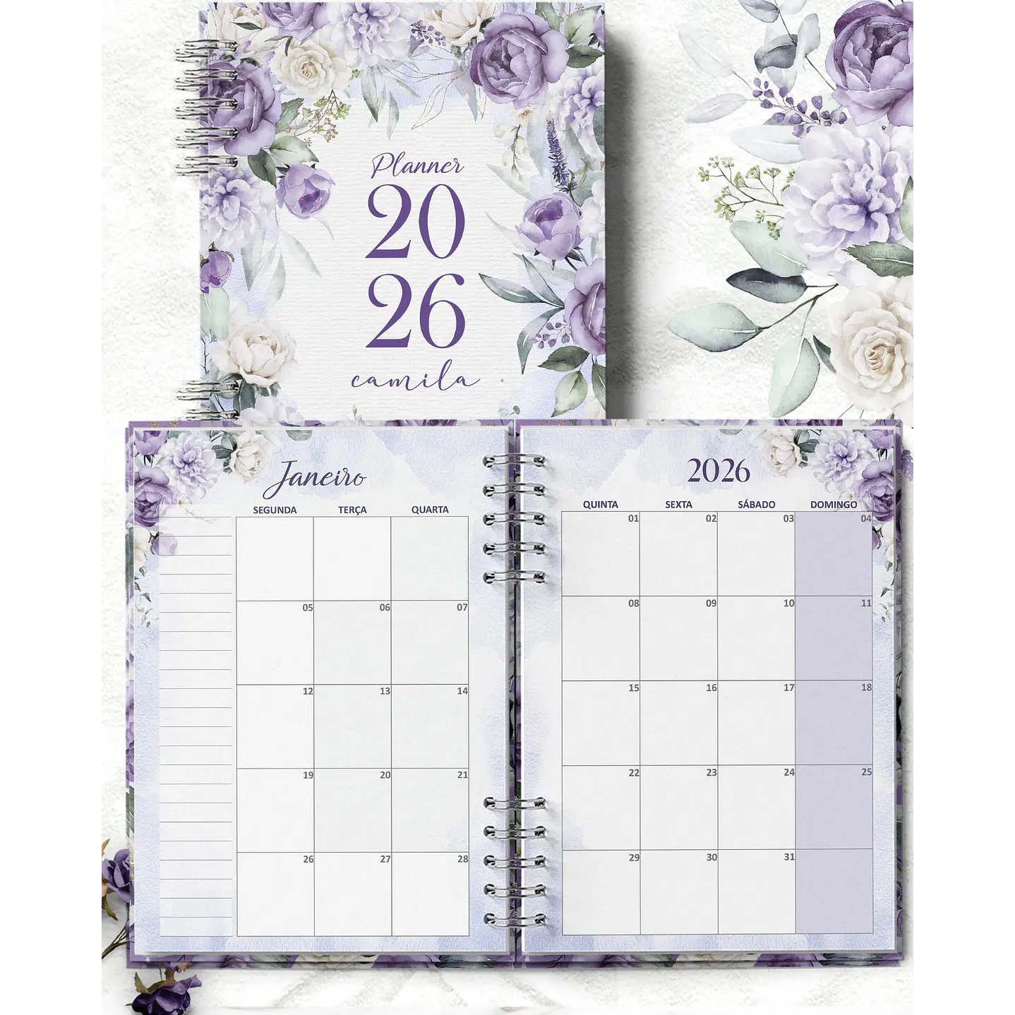 Kit Digital Planner Violeta Lilás 2026  6