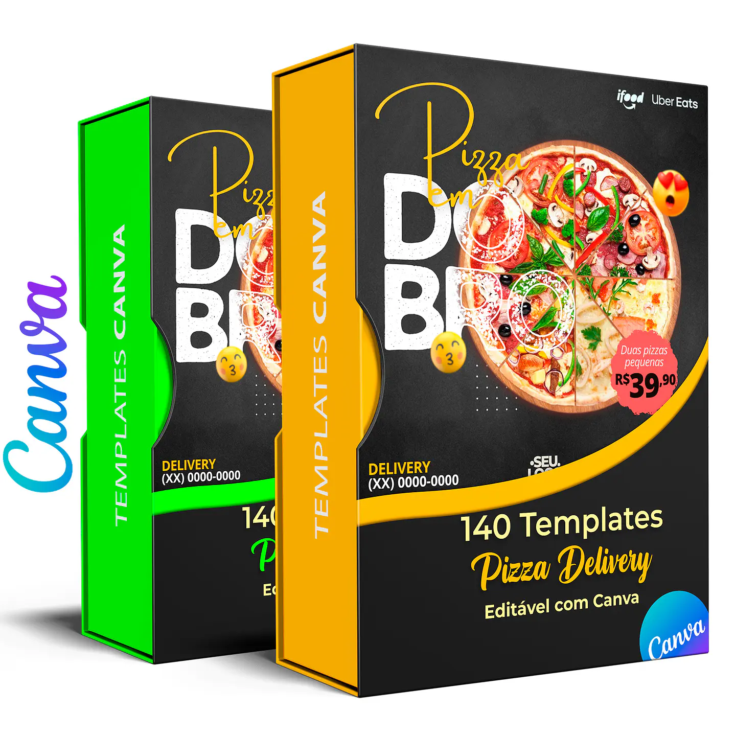 140 Modelos de Artes Canva Editáveis para Pizzarias  1