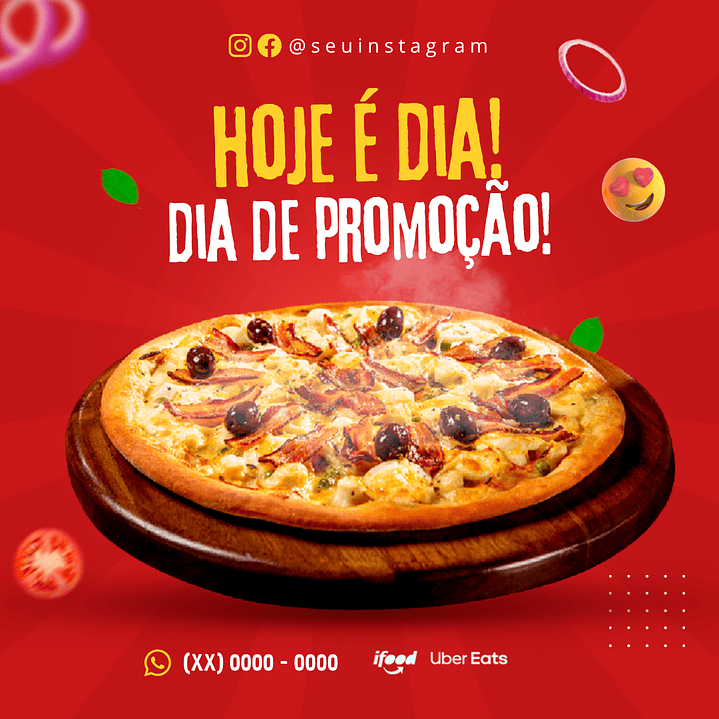 140 Modelos de Artes Canva Editáveis para Pizzarias  4