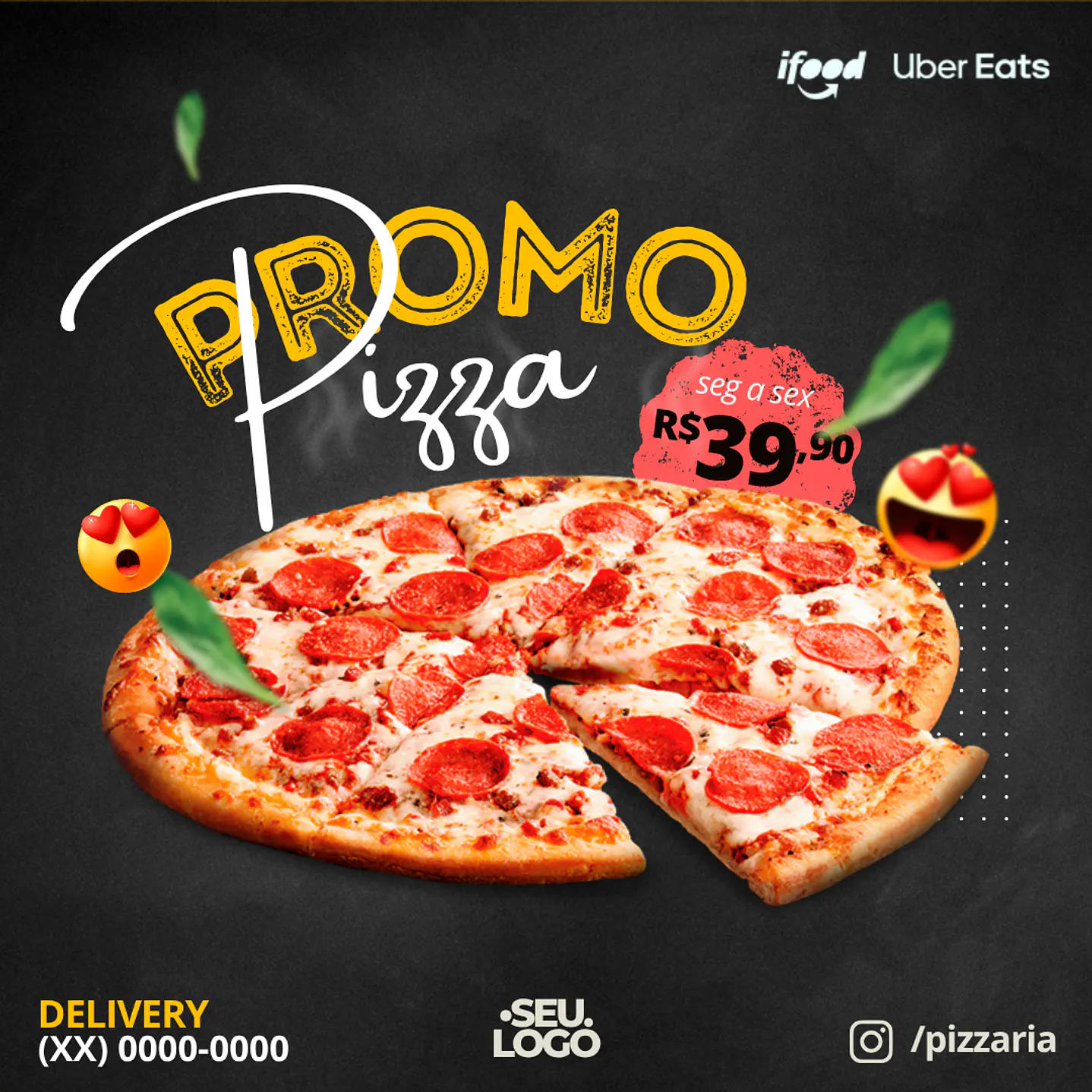 140 Modelos de Artes Canva Editáveis para Pizzarias  5