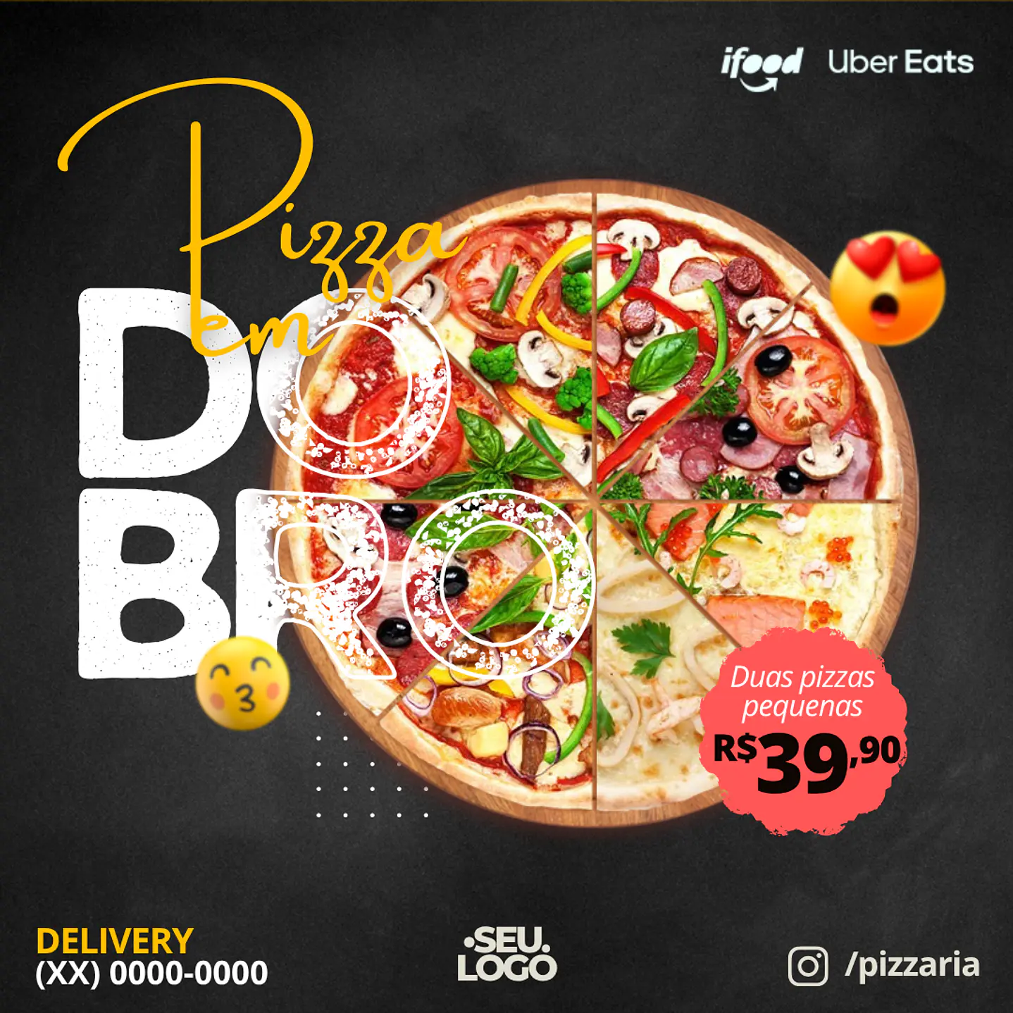 140 Modelos de Artes Canva Editáveis para Pizzarias  7