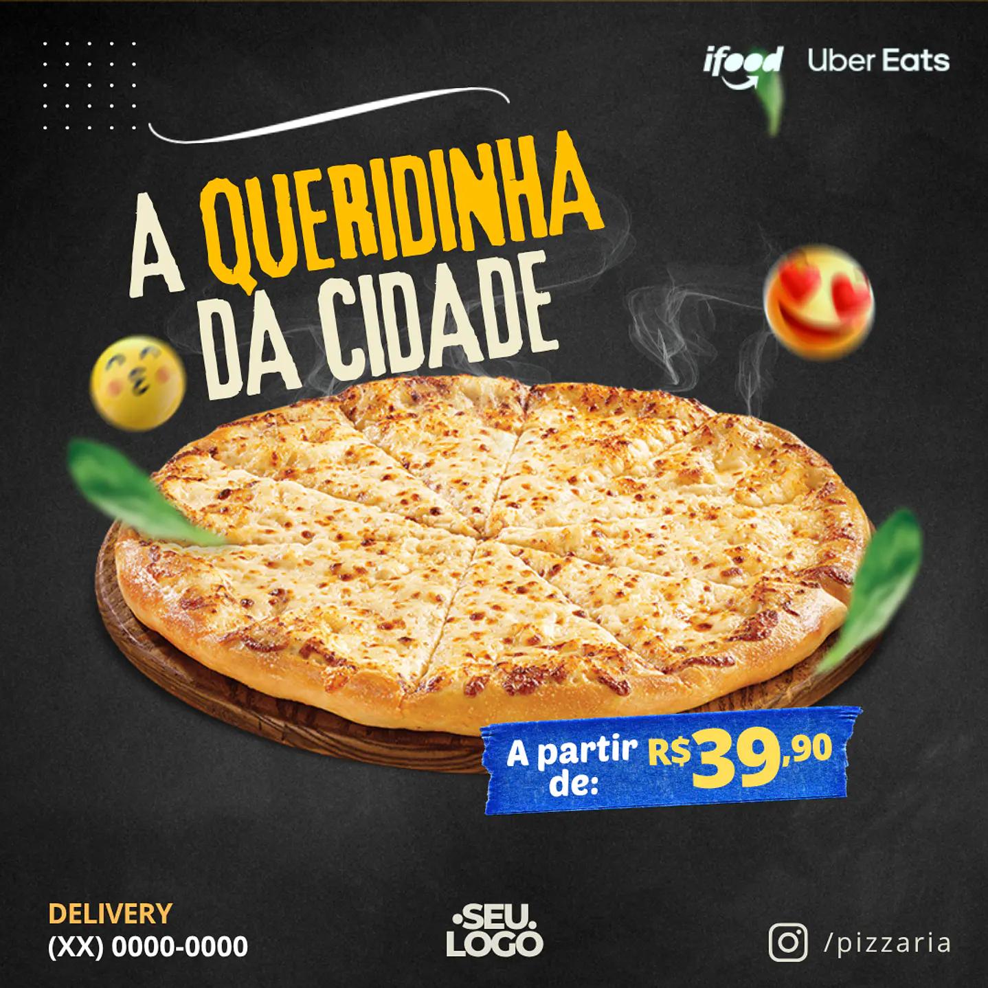 140 Modelos de Artes Canva Editáveis para Pizzarias  8
