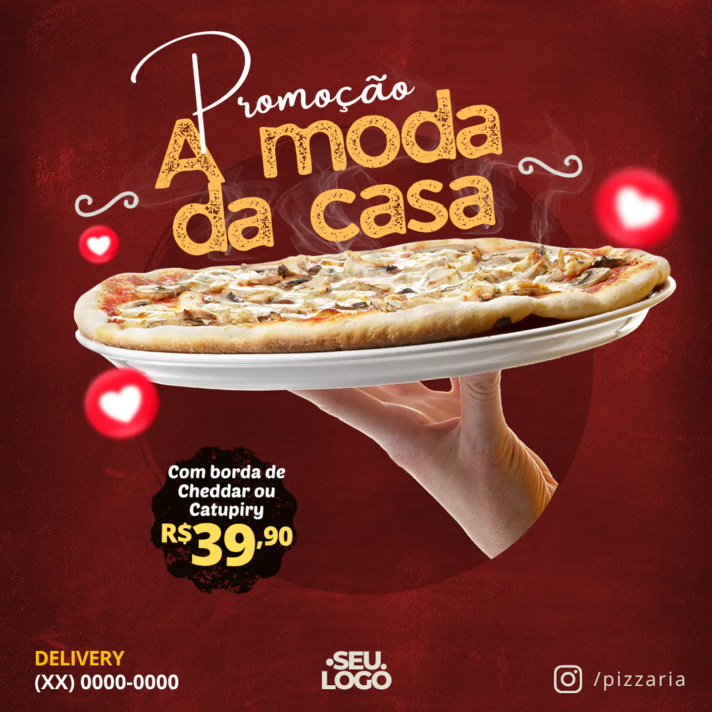 140 Modelos de Artes Canva Editáveis para Pizzarias  10