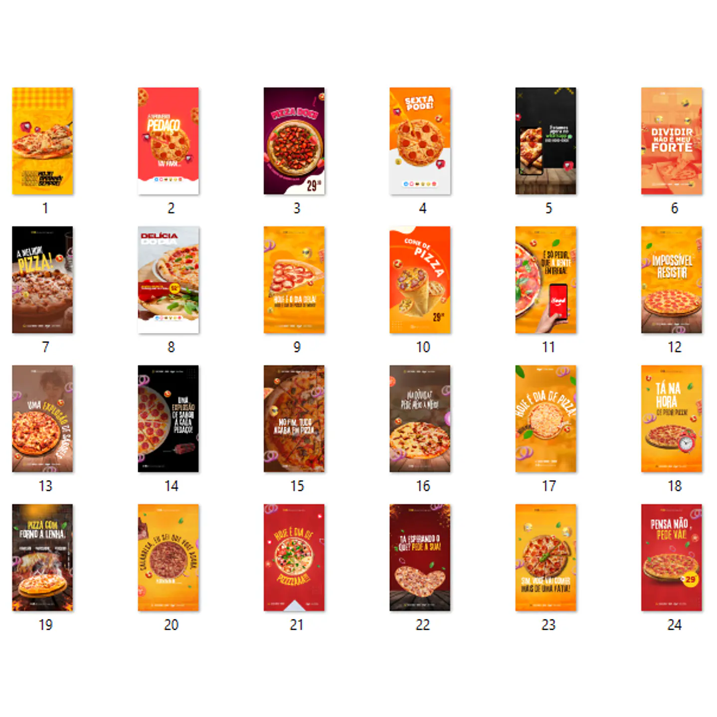 140 Modelos de Artes Canva Editáveis para Pizzarias  16
