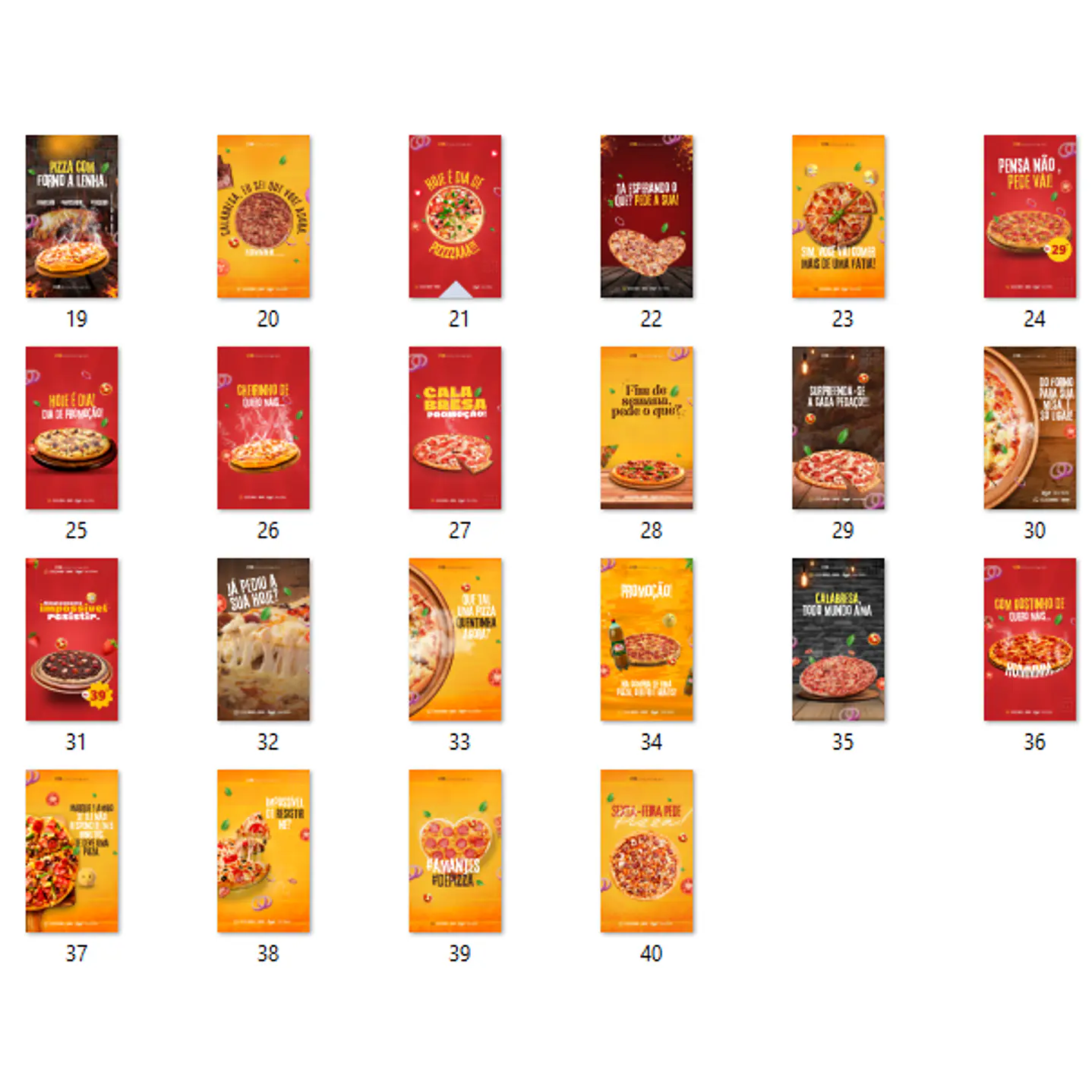 140 Modelos de Artes Canva Editáveis para Pizzarias  17