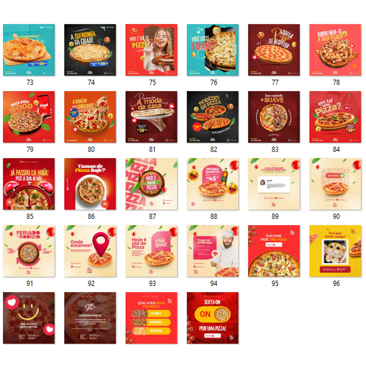 140 Modelos de Artes Canva Editáveis para Pizzarias  15