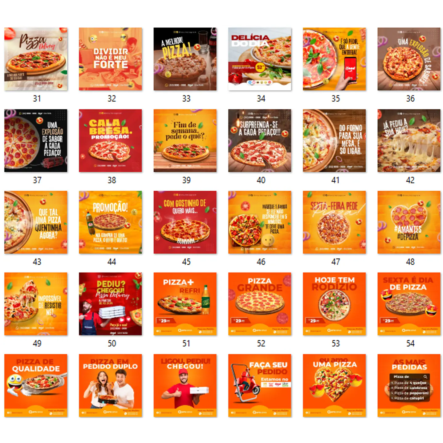 140 Modelos de Artes Canva Editáveis para Pizzarias  12