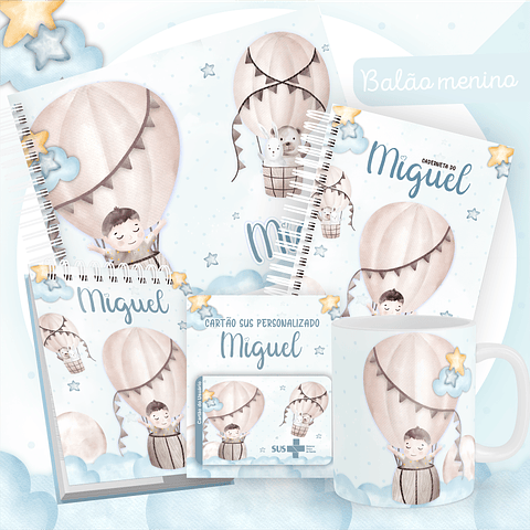 Kit Digital Encadernação Balão Menino Livro do Bebê