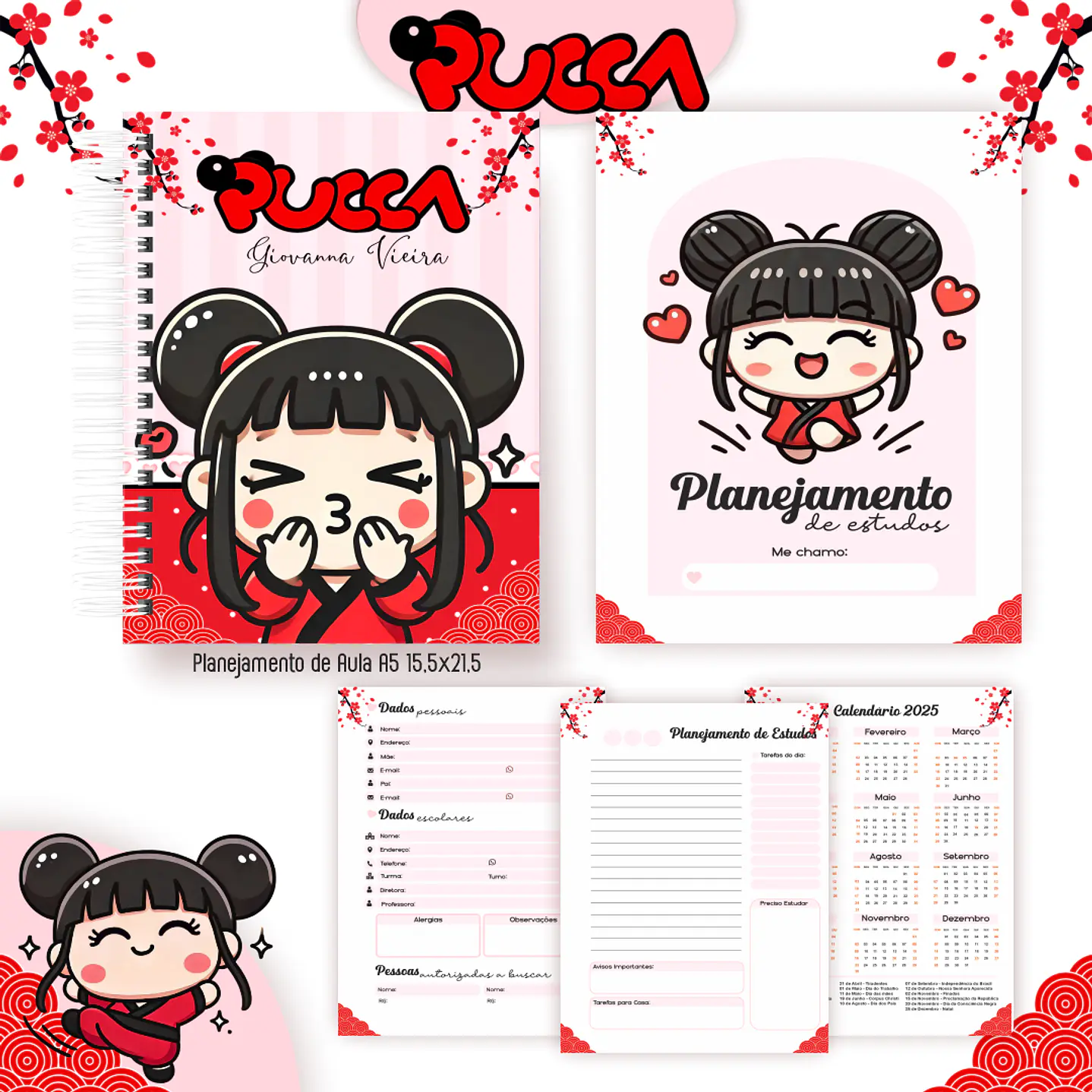 Kit Digital Encadernação Pucca - Volta às Aulas 2