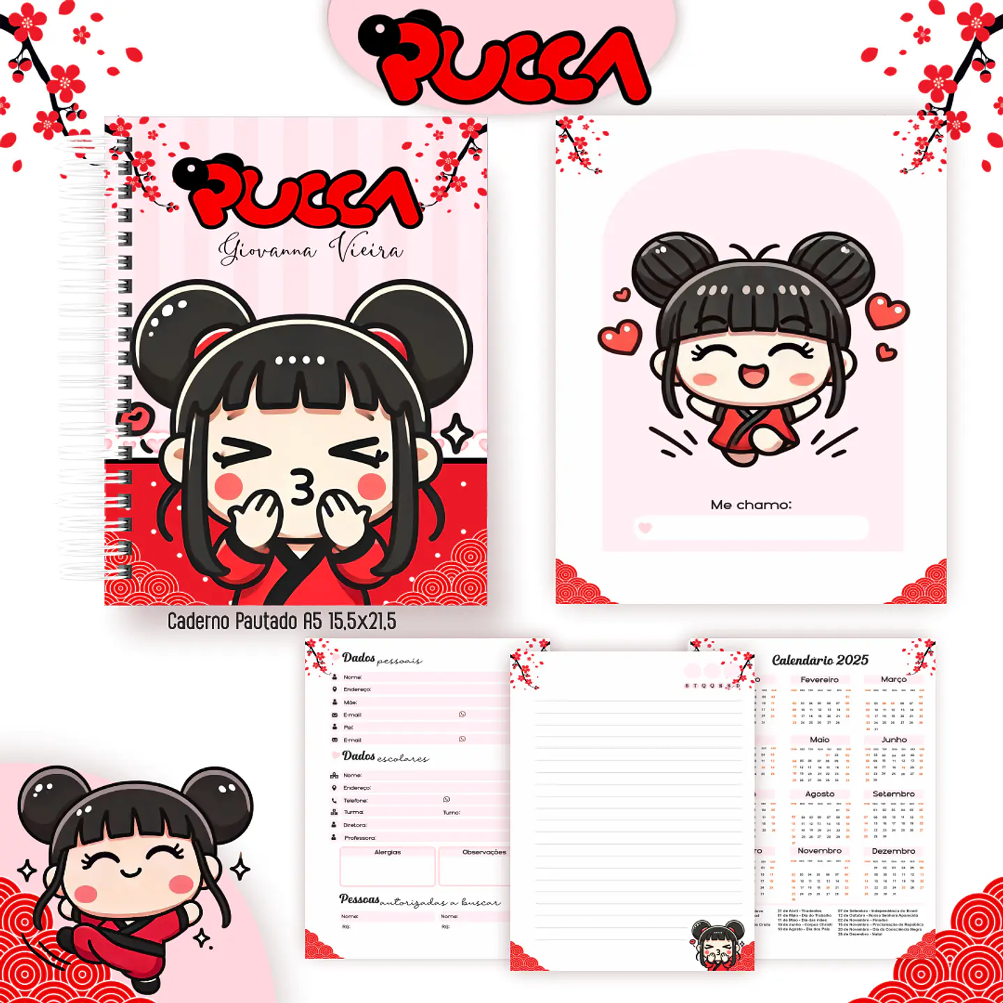 Kit Digital Encadernação Pucca - Volta às Aulas 3