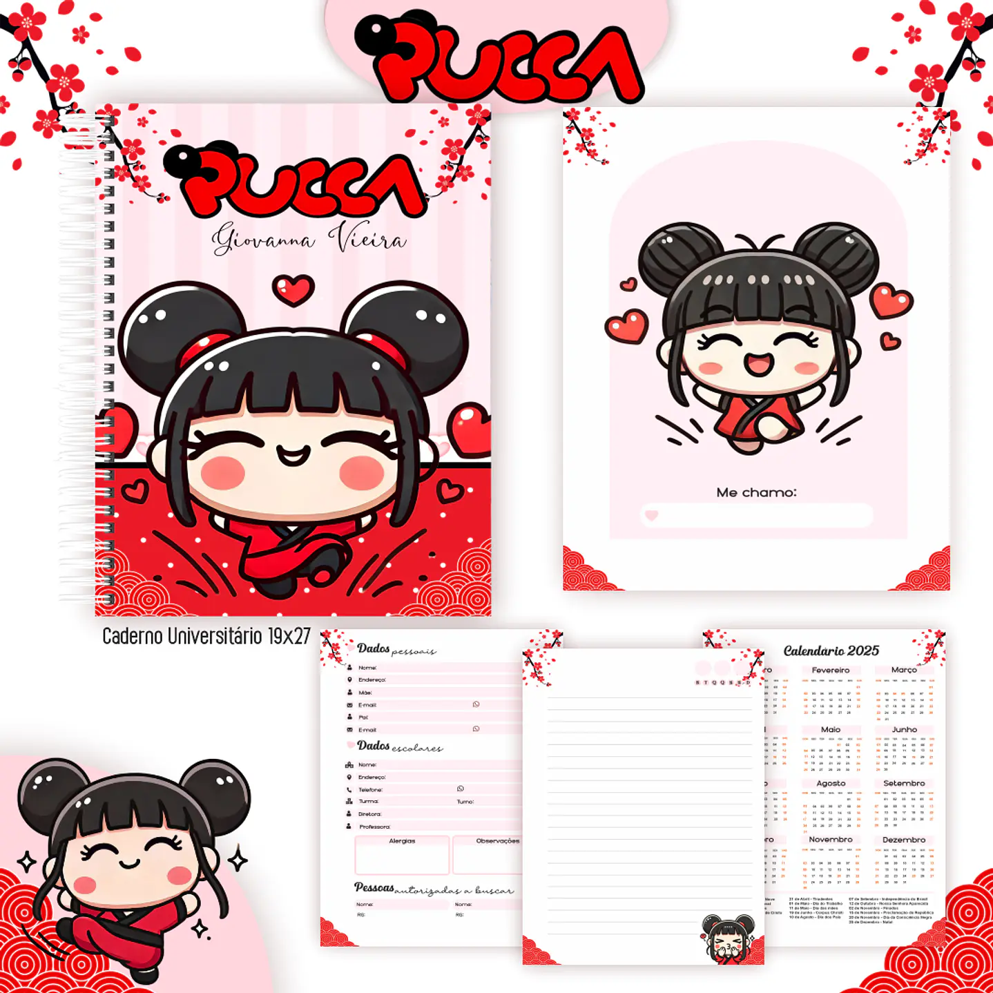 Kit Digital Encadernação Pucca - Volta às Aulas 4