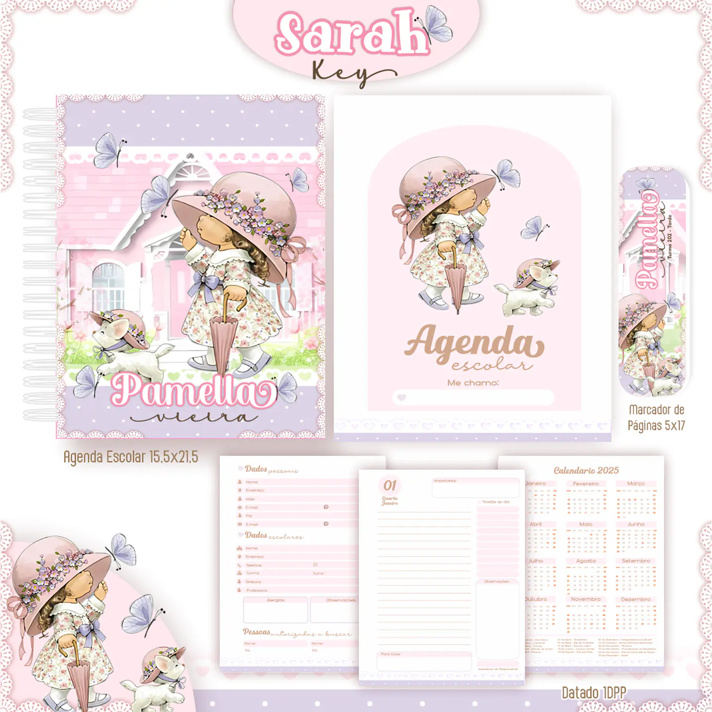 Kit Digital Encadernação Sarah Kay - Volta às Aulas 4