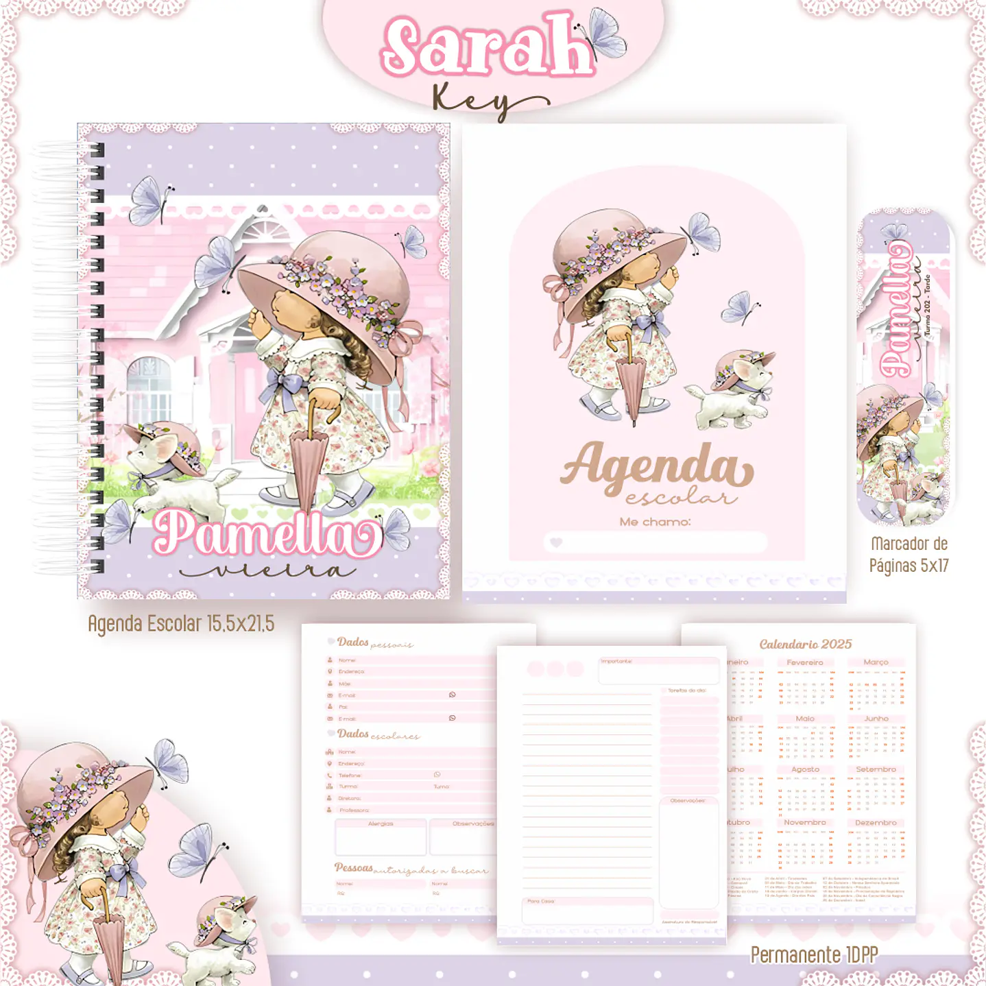 Kit Digital Encadernação Sarah Kay - Volta às Aulas 7