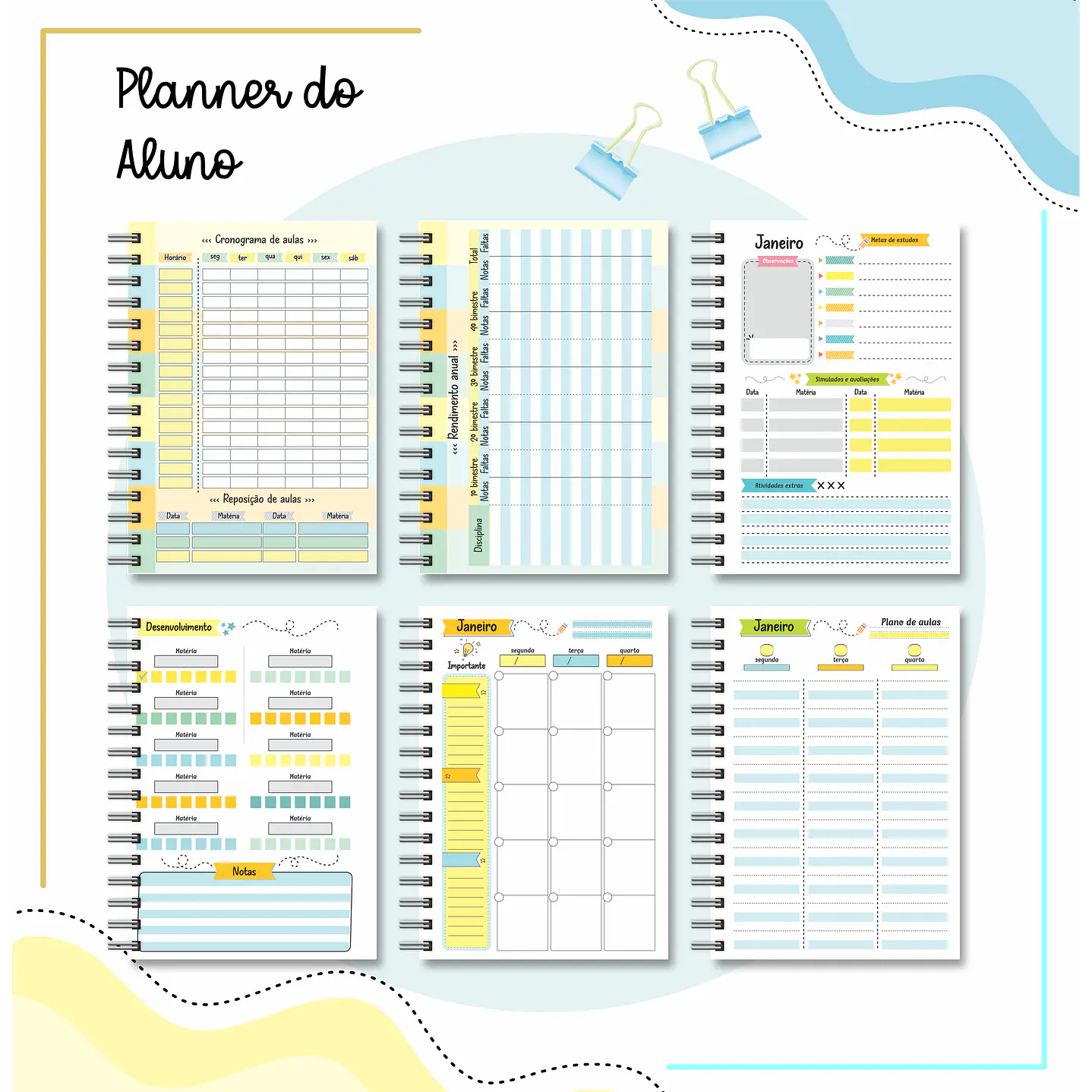 Kit Digital Planner do Estudante Menino PDF 1