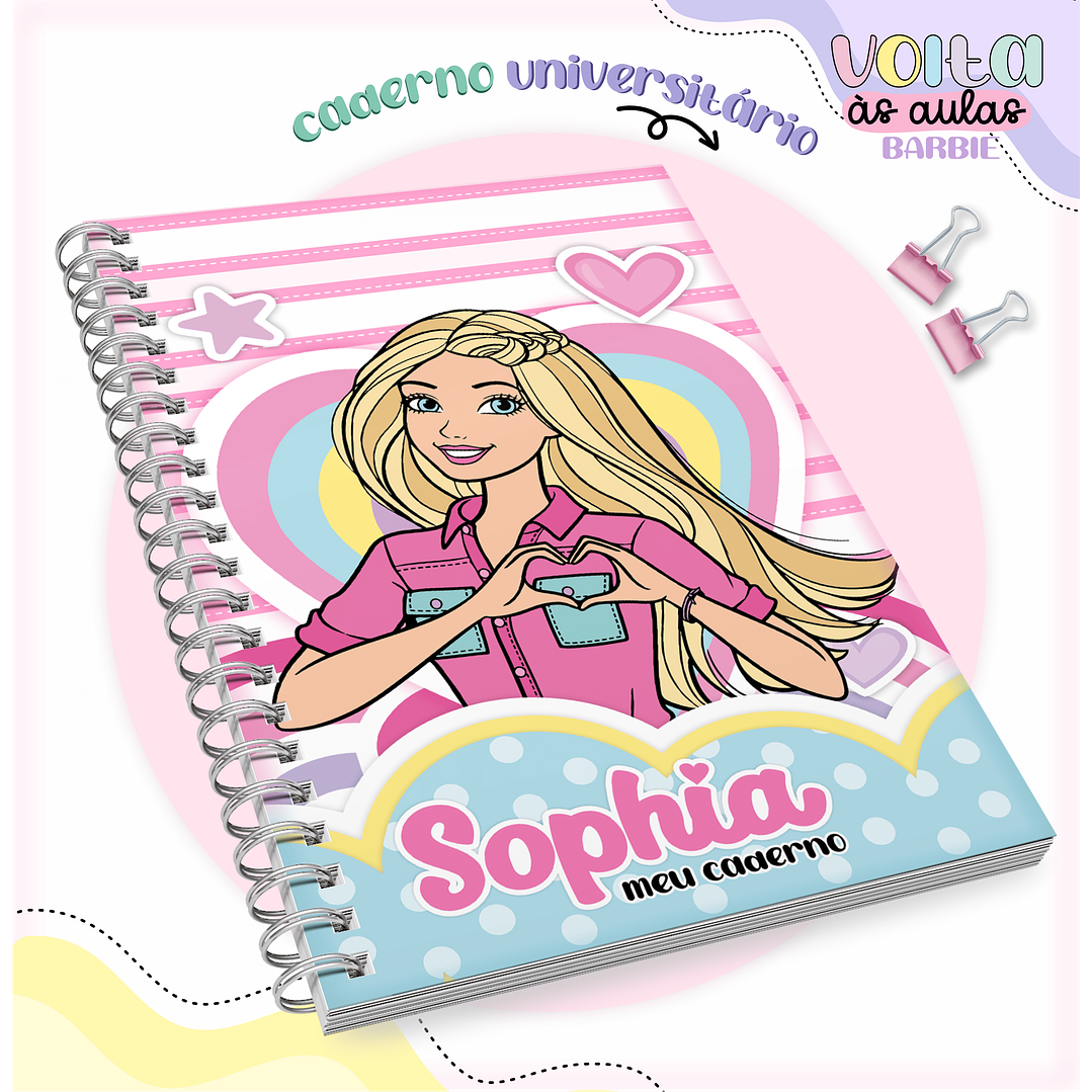 Kit digital arquivo de corte encadernação Barbie – volta às aulas 7