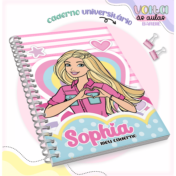 Kit digital arquivo de corte encadernação Barbie – volta às aulas 7