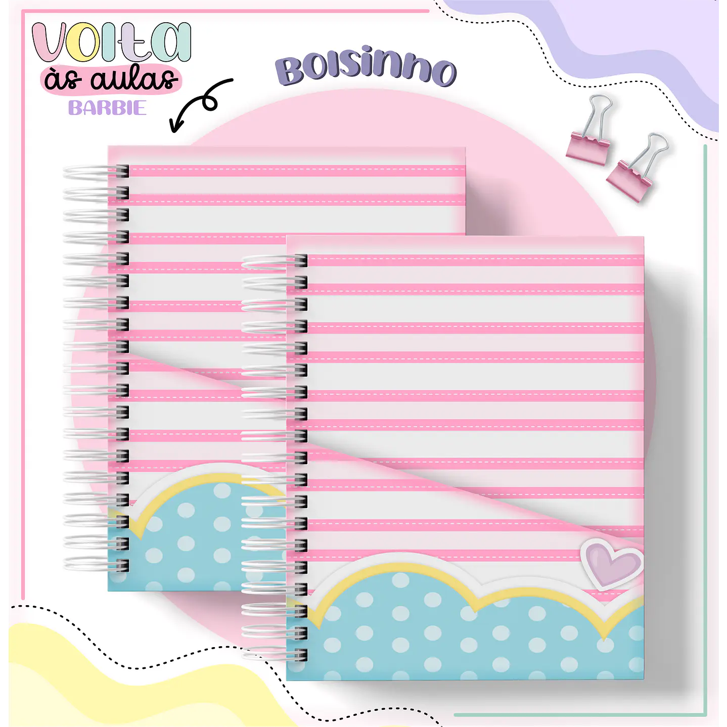 Kit digital arquivo de corte encadernação Barbie – volta às aulas 9