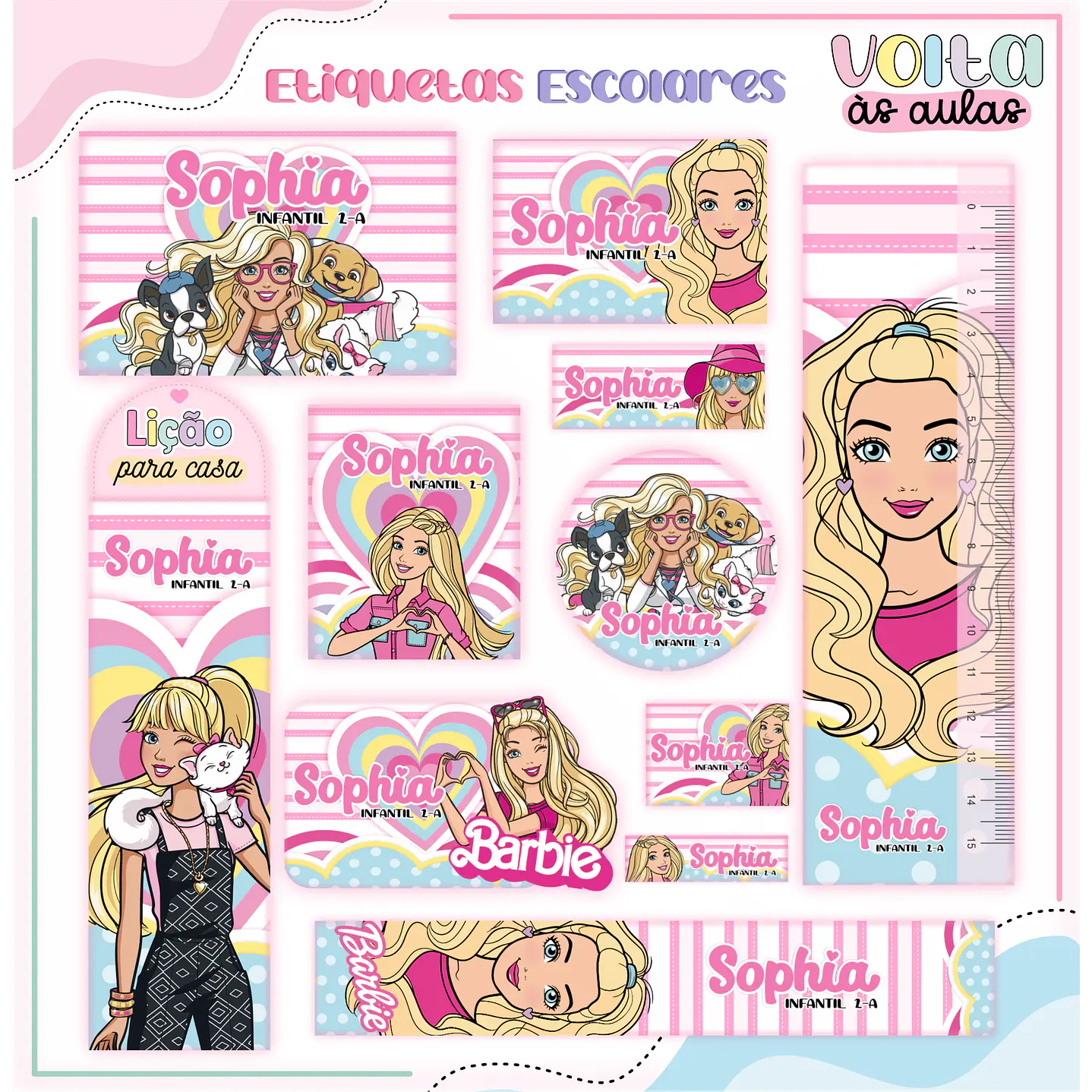 Kit digital arquivo de corte encadernação Barbie – volta às aulas 10