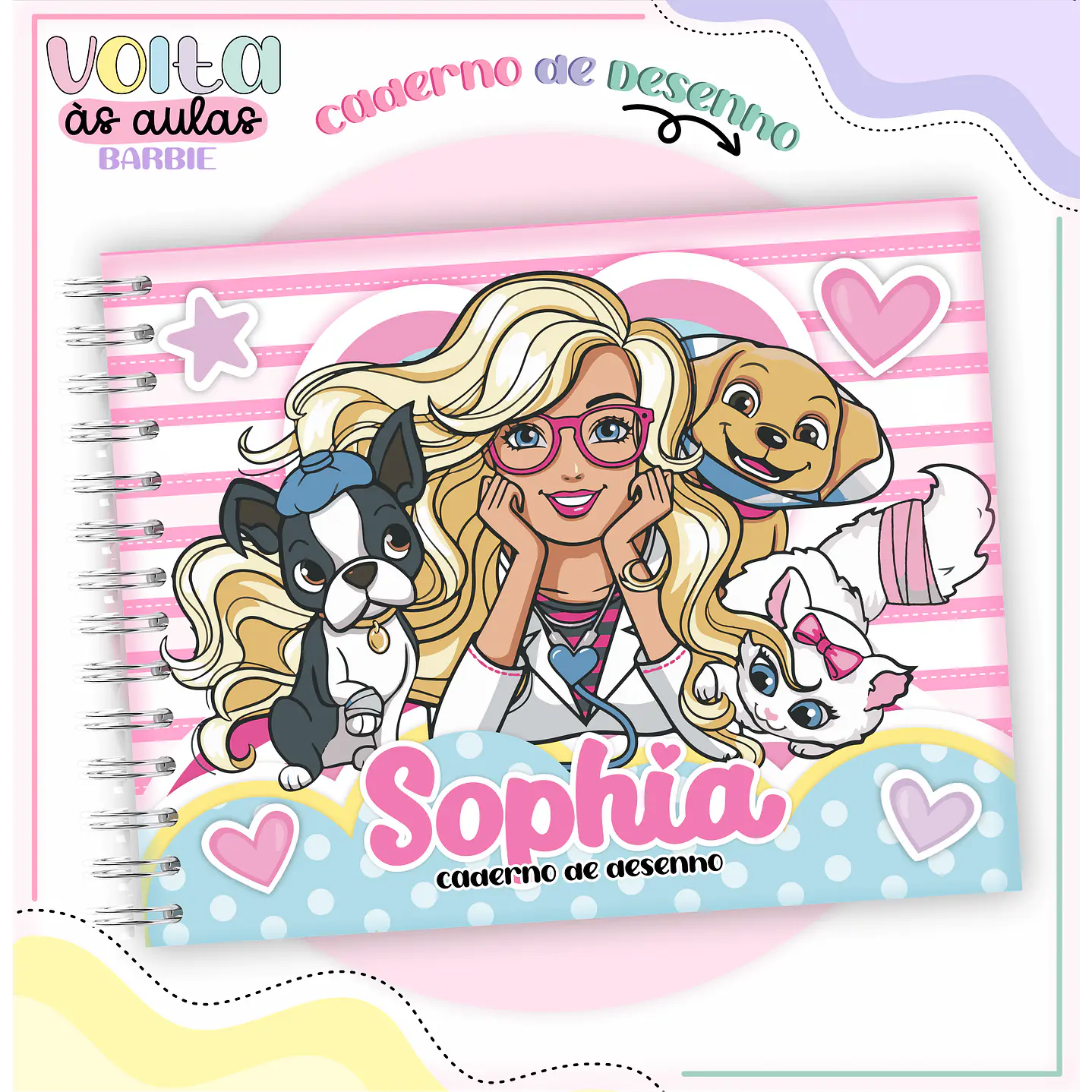 Kit digital arquivo de corte encadernação Barbie – volta às aulas 12