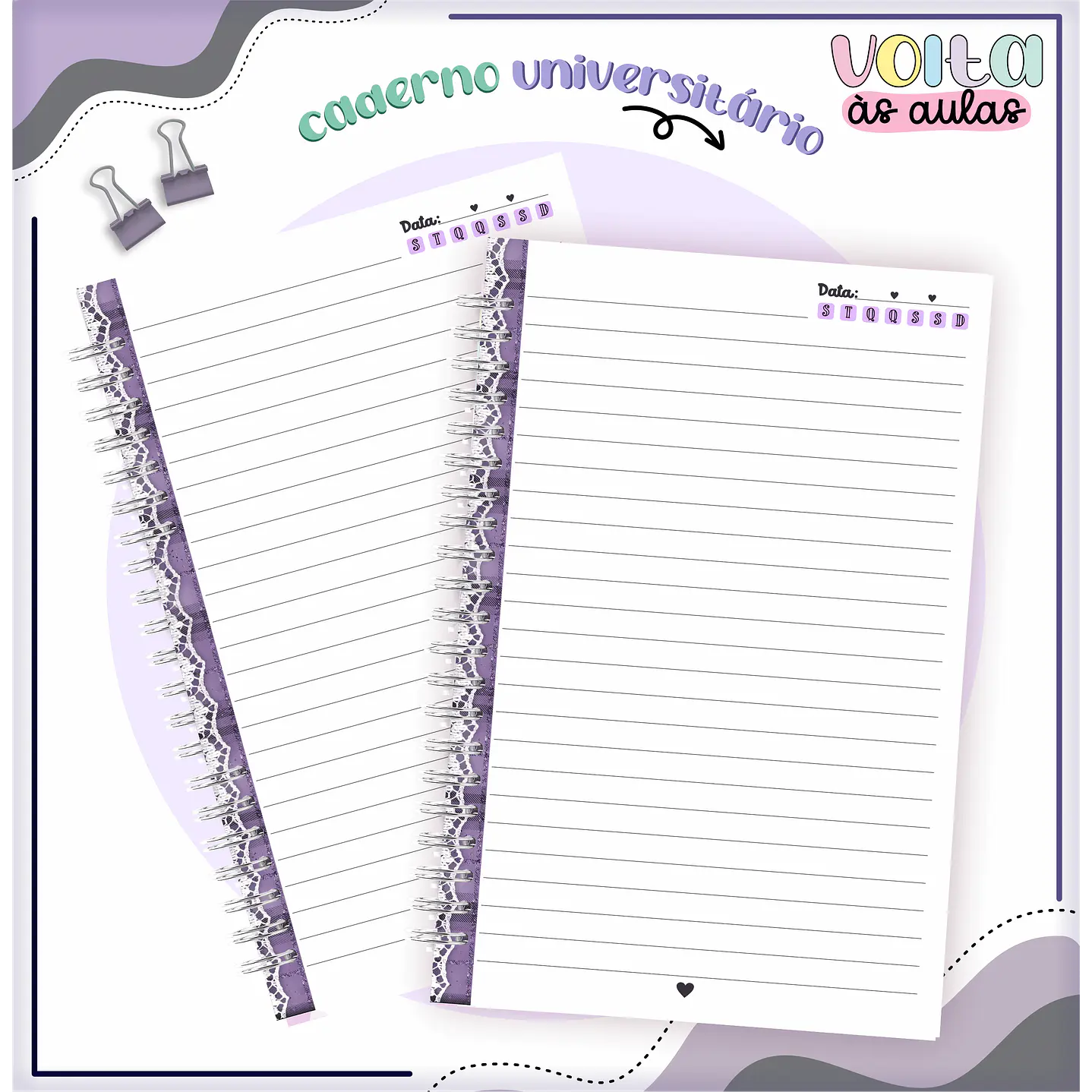 Kit Digital Encadernação Wandinha - Volta às aulas 2