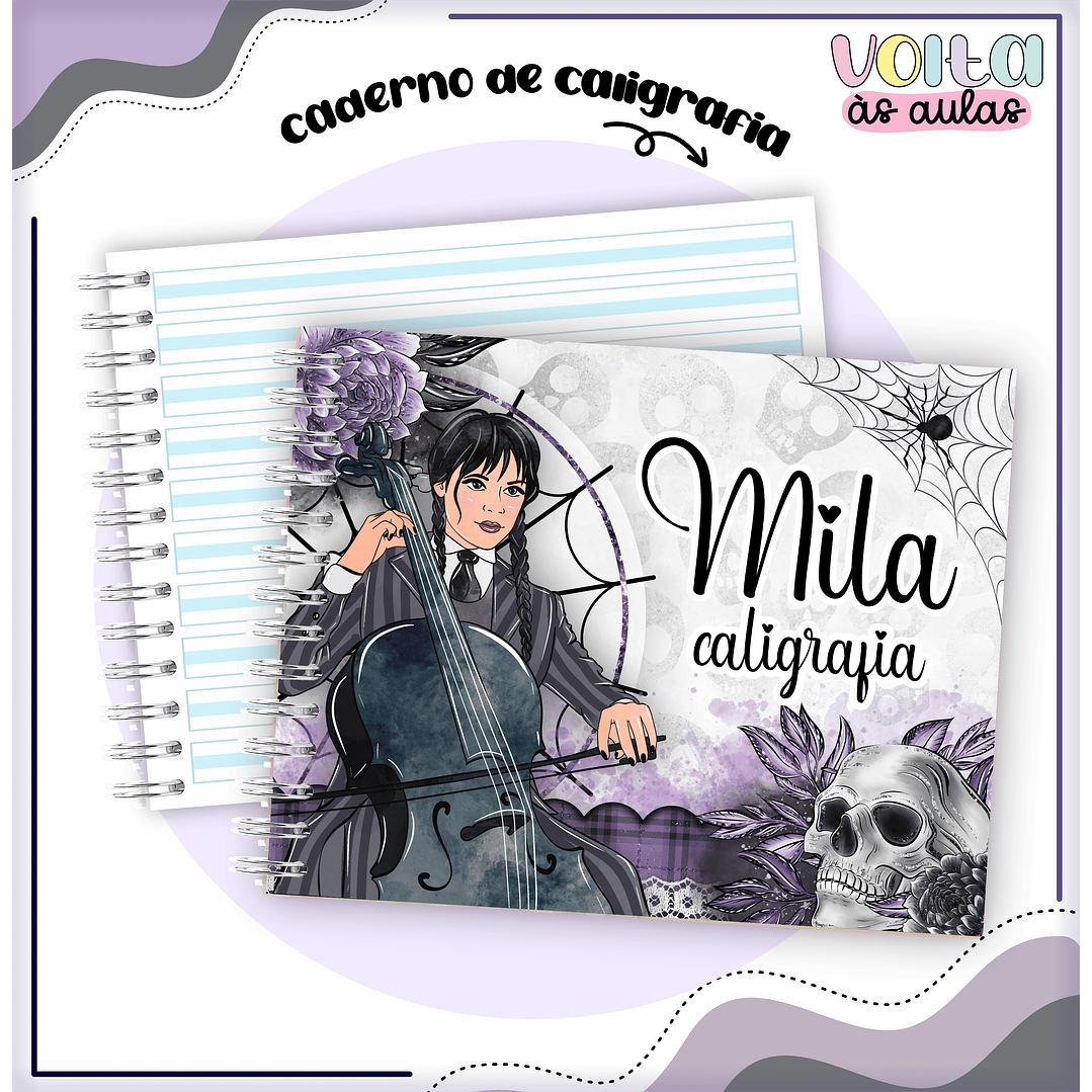 Kit Digital Encadernação Wandinha - Volta às aulas 6