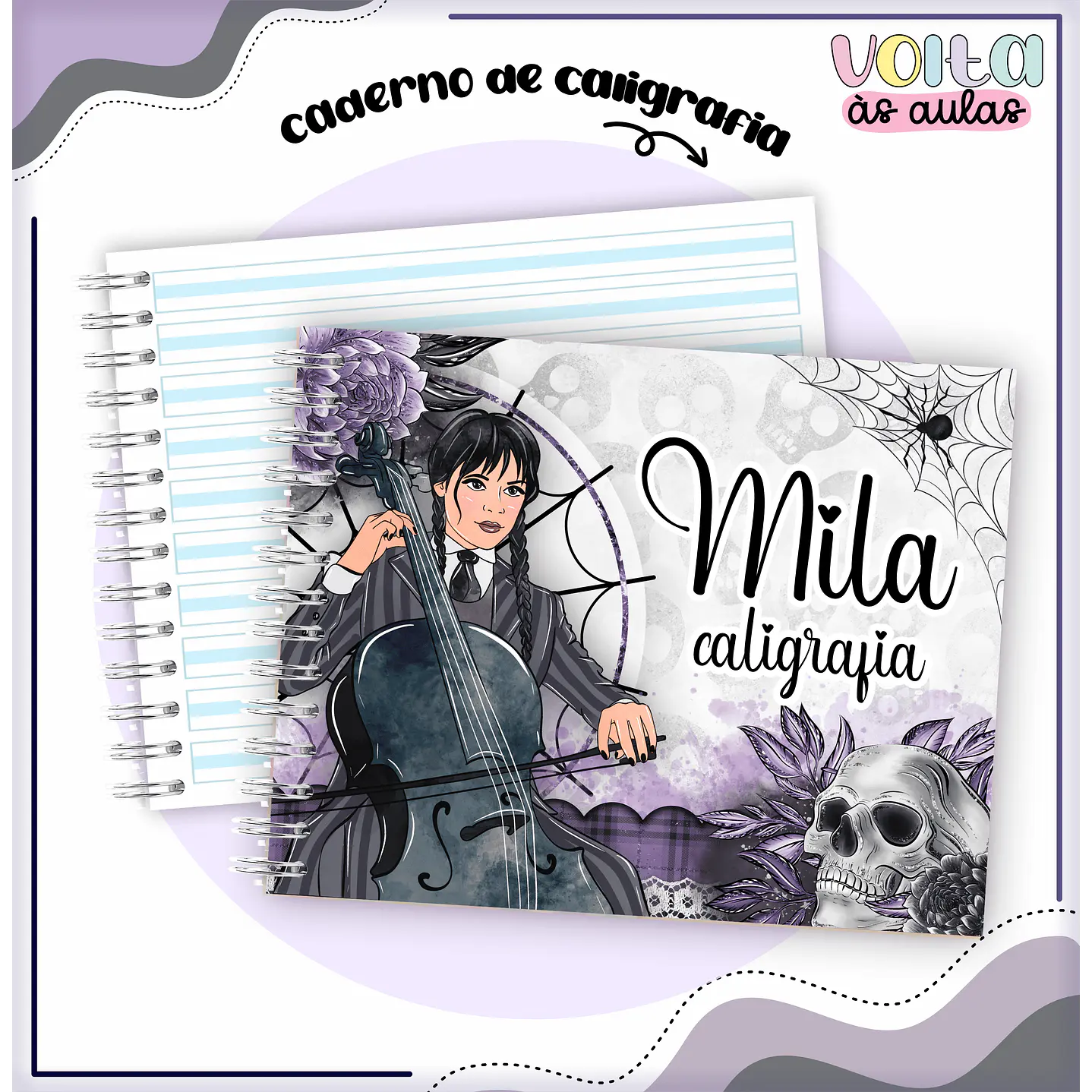 Kit Digital Encadernação Wandinha - Volta às aulas 6