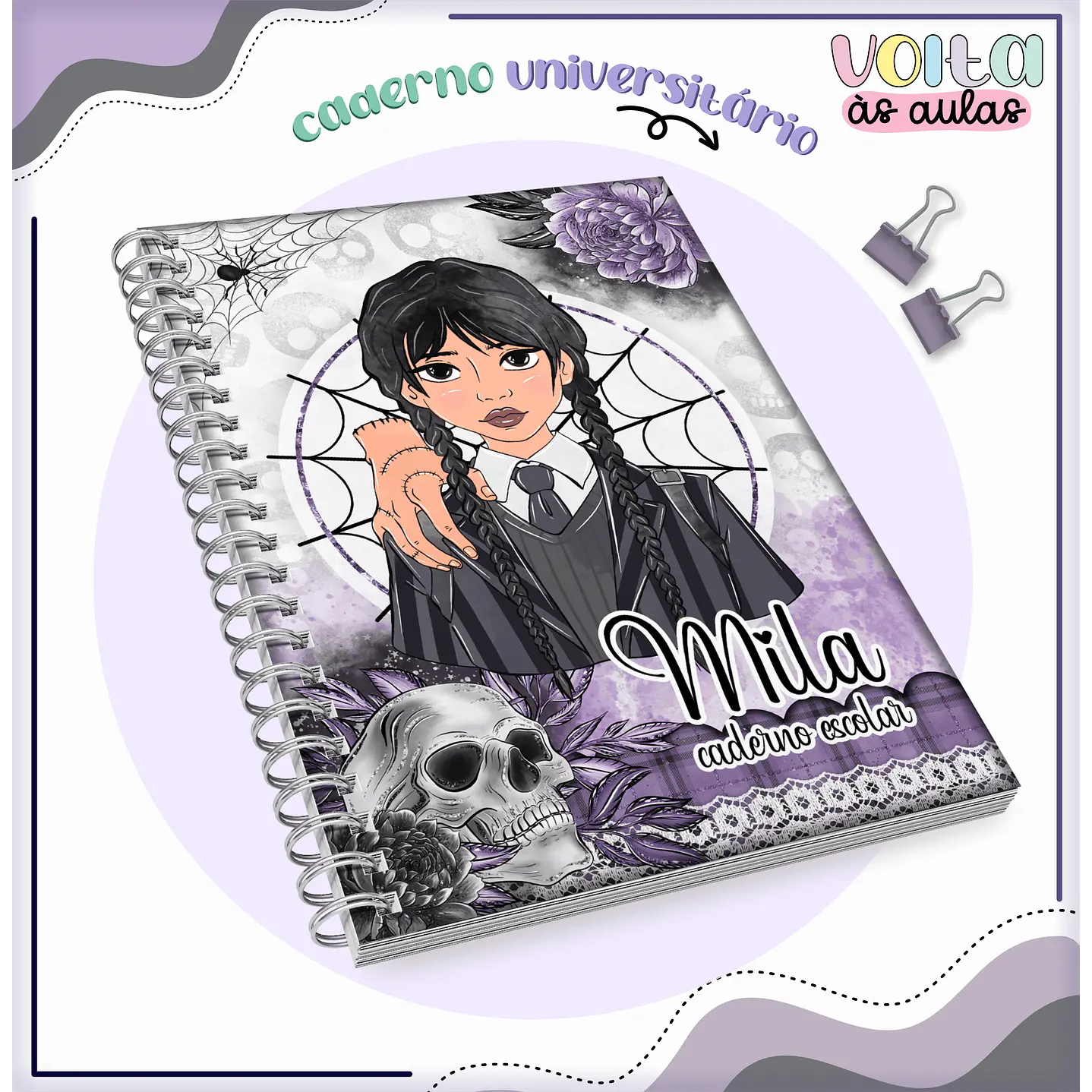 Kit Digital Encadernação Wandinha - Volta às aulas 7