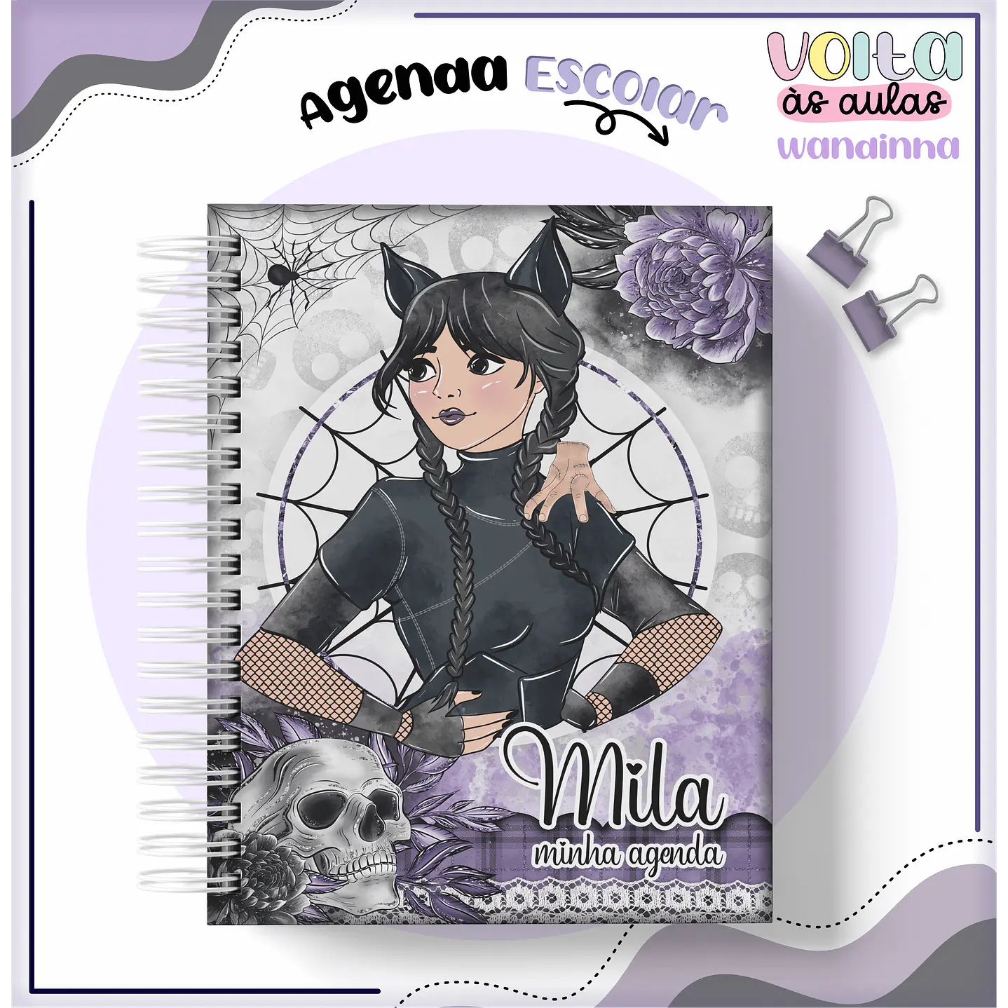 Kit Digital Encadernação Wandinha - Volta às aulas 10