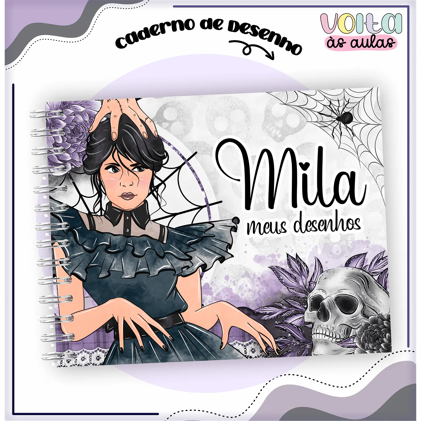 Kit Digital Encadernação Wandinha - Volta às aulas 11