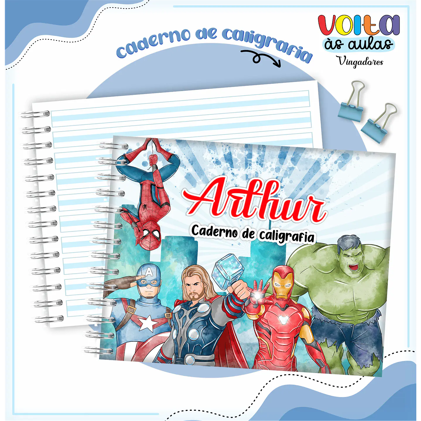 Kit digital Encadernação Vingadores - Volta às aulas 4