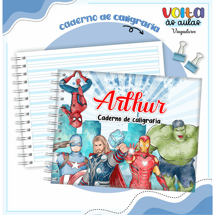 Kit digital Encadernação Vingadores - Volta às aulas 4