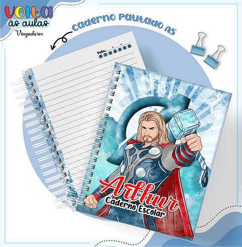 Kit digital Encadernação Vingadores - Volta às aulas