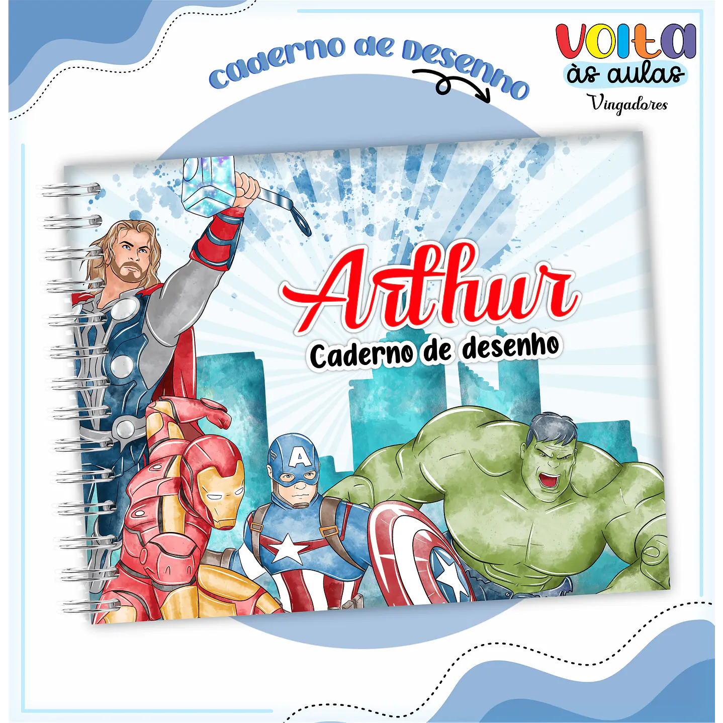 Kit digital Encadernação Vingadores - Volta às aulas 9