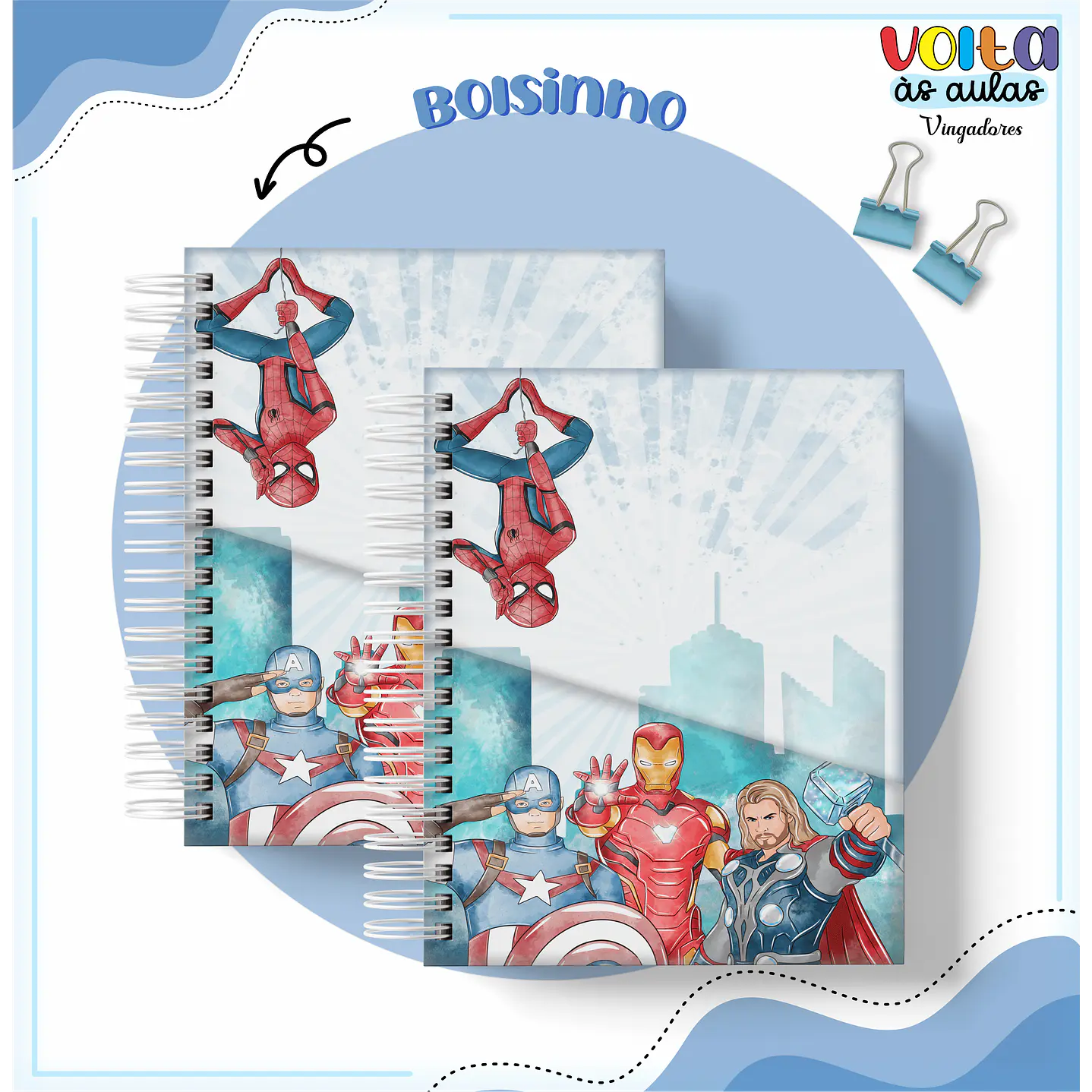 Kit digital Encadernação Vingadores - Volta às aulas 10