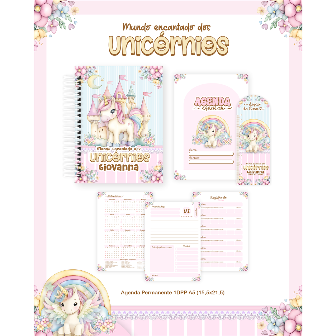 Encadernação Mundo Encantado dos Unicórnios - Volta às Aulas 5