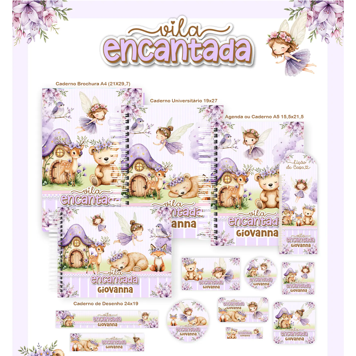 Kit Digital Encadernação Vila Encantada  - Volta às Aulas 1