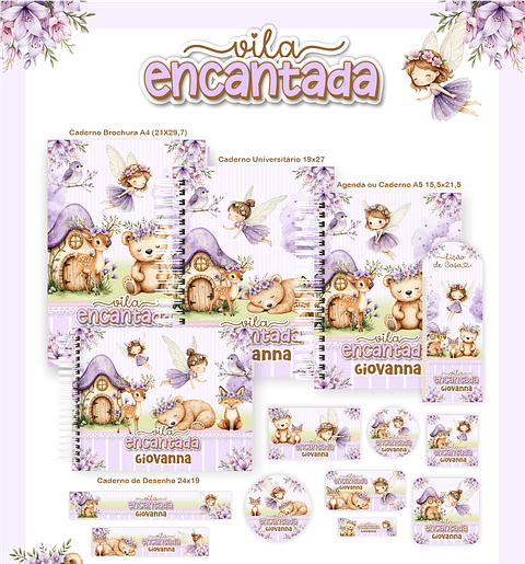 Kit Digital Encadernação Vila Encantada  - Volta às Aulas