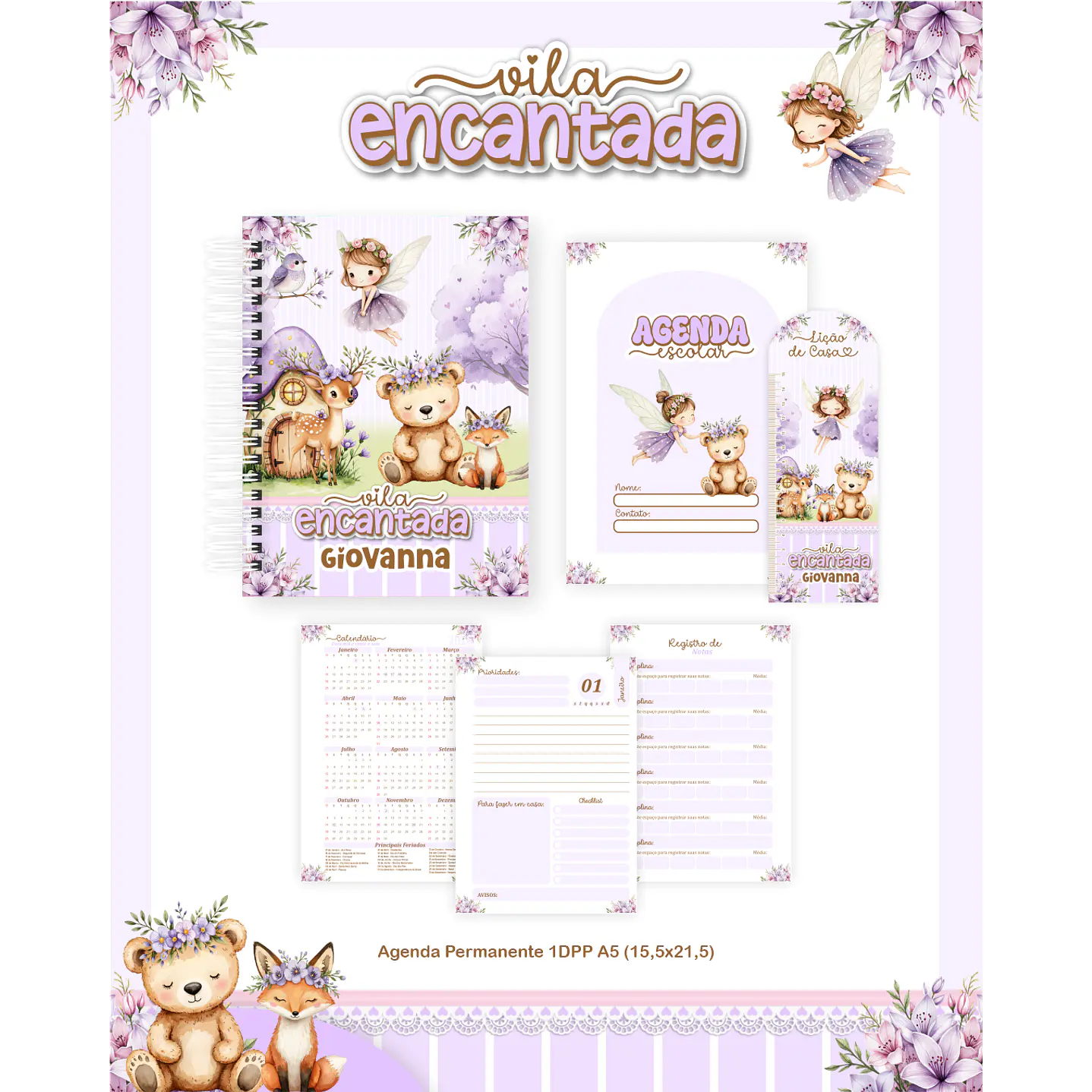 Kit Digital Encadernação Vila Encantada  - Volta às Aulas 2