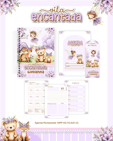 Kit Digital Encadernação Vila Encantada  - Volta às Aulas