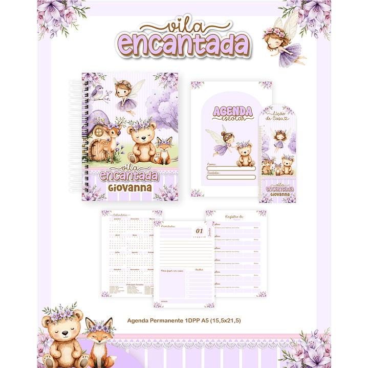 Kit Digital Encadernação Vila Encantada  - Volta às Aulas 2