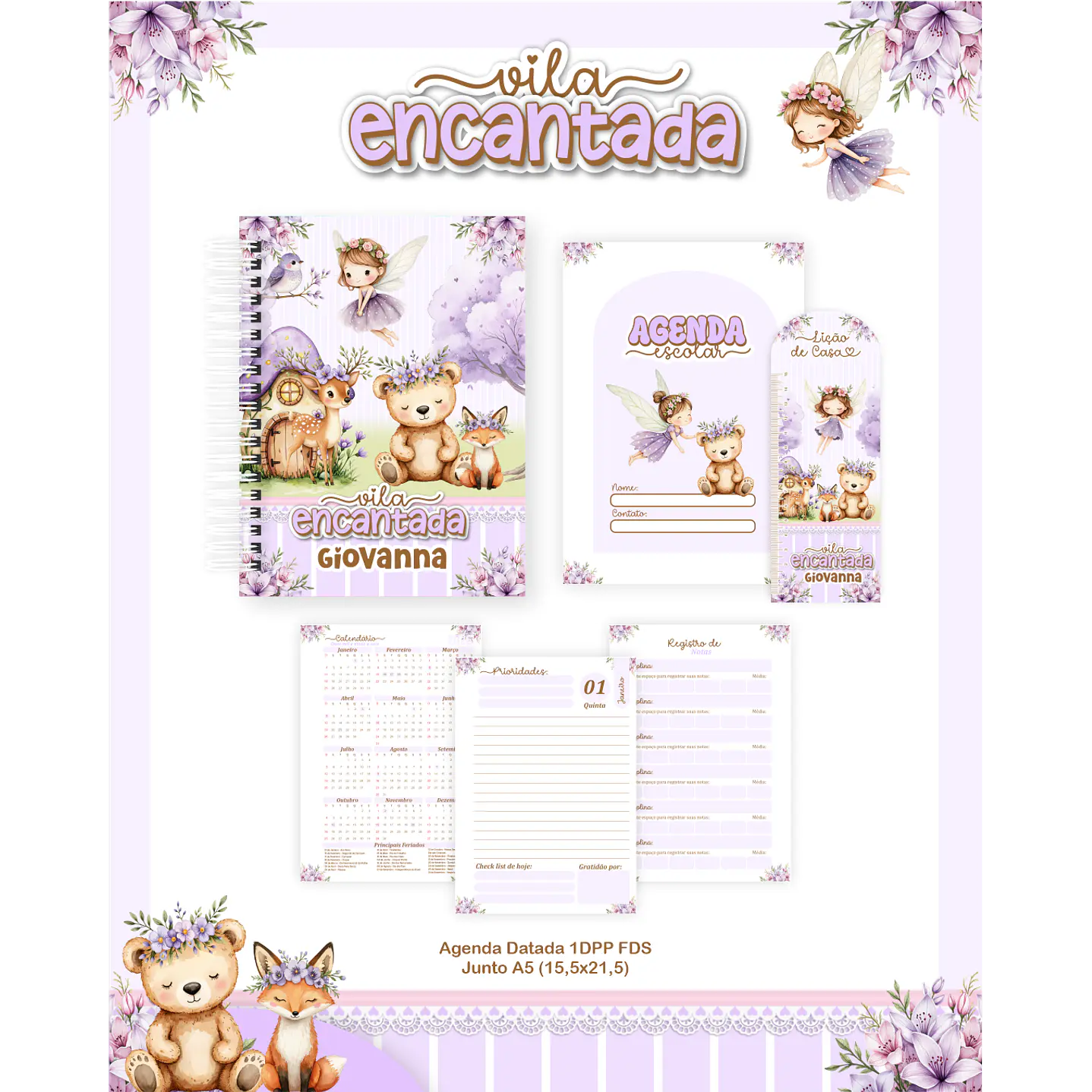 Kit Digital Encadernação Vila Encantada  - Volta às Aulas 3