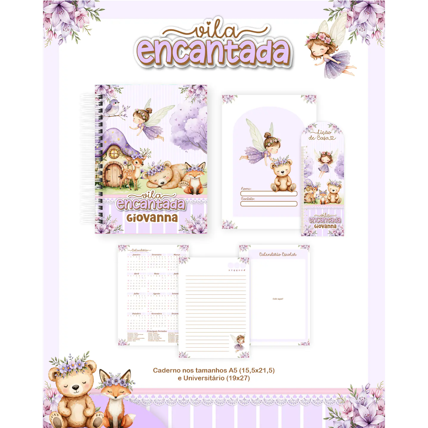 Kit Digital Encadernação Vila Encantada  - Volta às Aulas 4