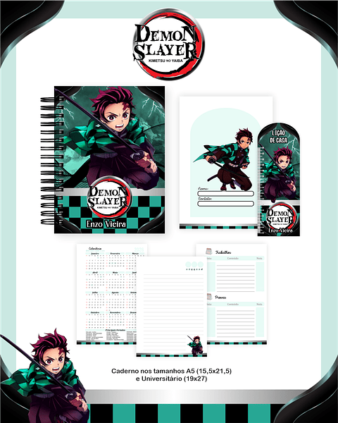 Kit Digital Encadernação Demon Slayer - Volta às Aulas