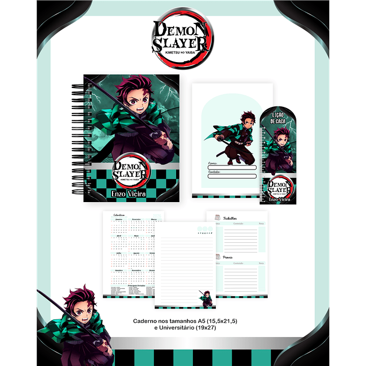 Kit Digital Encadernação Demon Slayer - Volta às Aulas 2