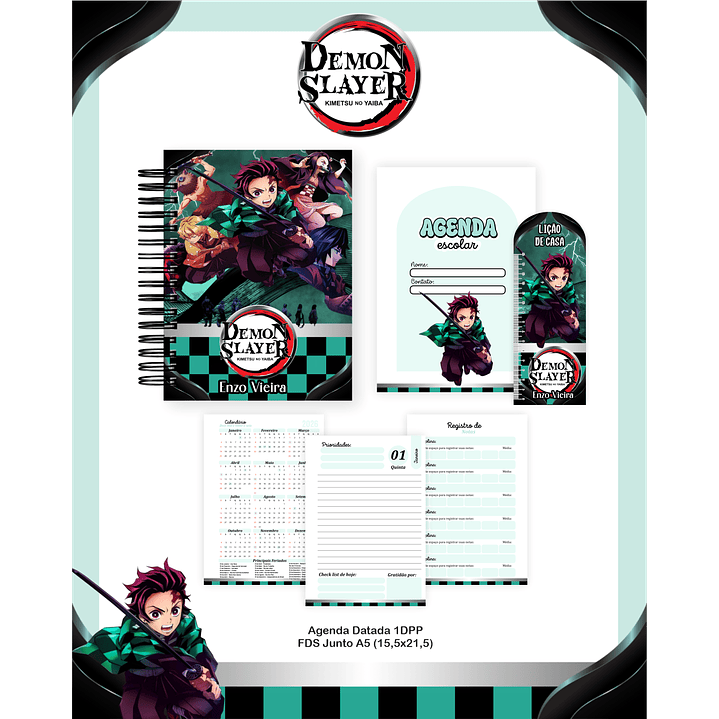 Kit Digital Encadernação Demon Slayer - Volta às Aulas 3